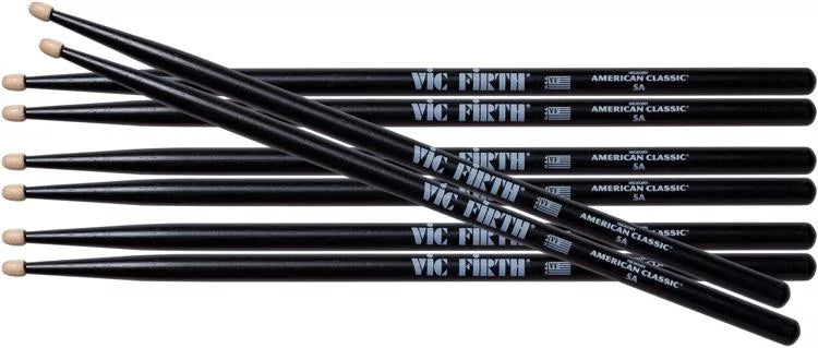 Vic Firth 5A American Classic Wood Tip Drumsticks - 4 For The Price of 3! 