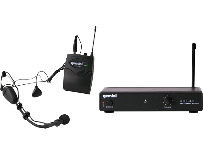 Gemini UHF 01HL Wireless Headset Lavalier Combo System F4