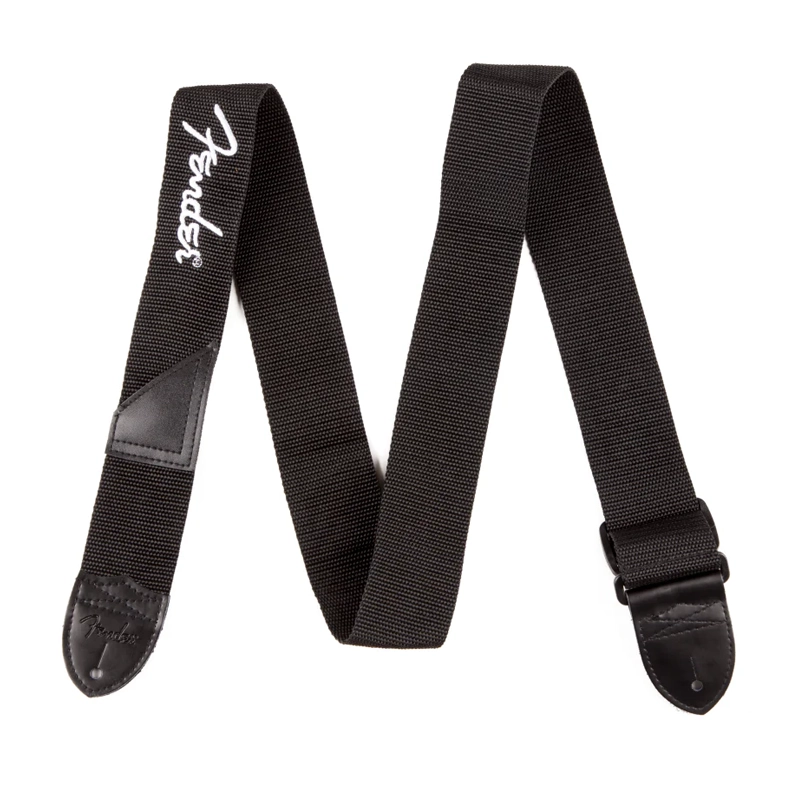 Fender 2" Black Poly Strap - White logo