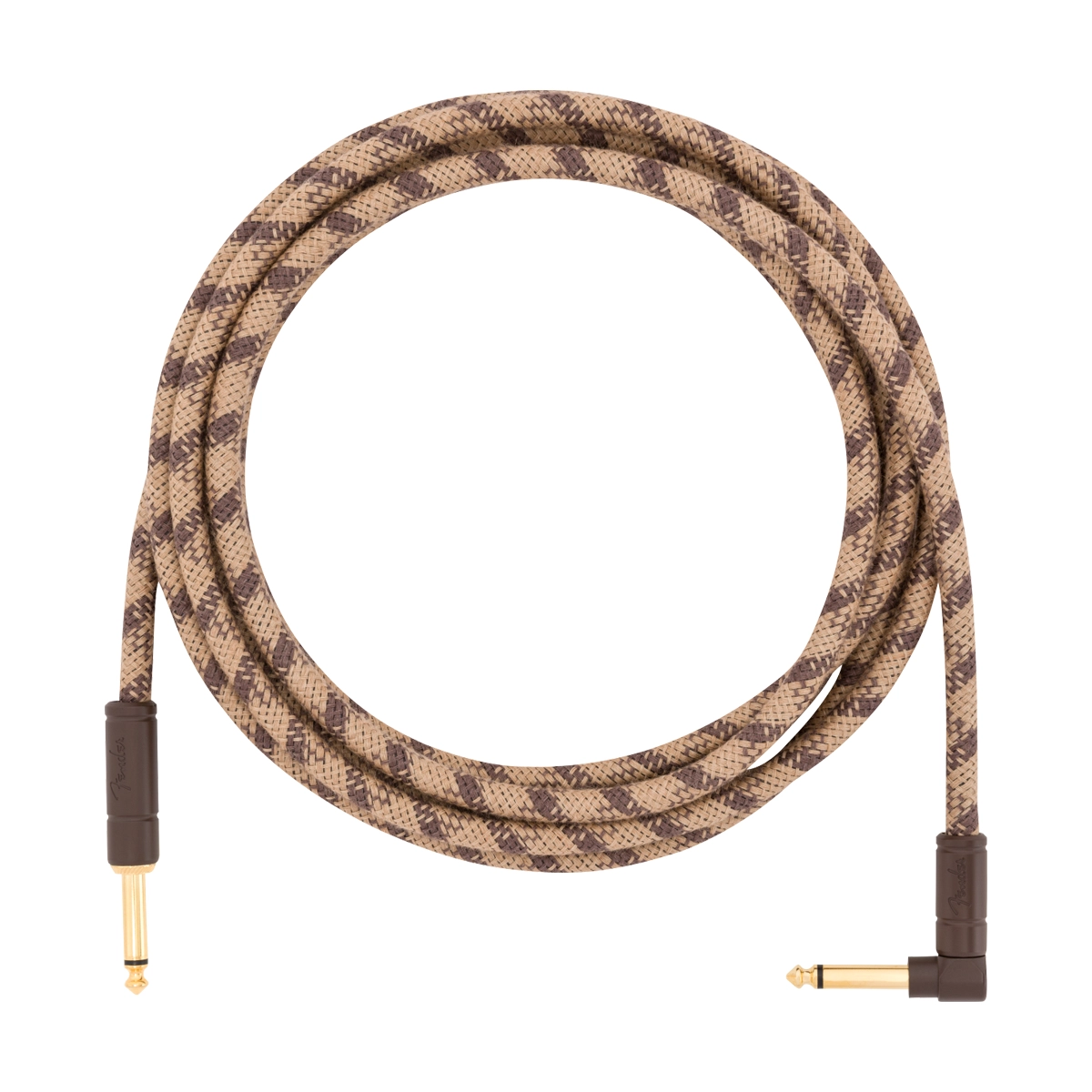 Fender Festival Hemp Straight to Right Angle Instrument Cable - 10' Brown Stripe