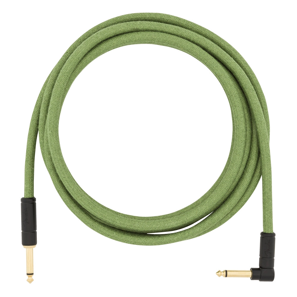 Fender Festival Hemp Straight to Right Angle Instrument Cable - 10 foot Green