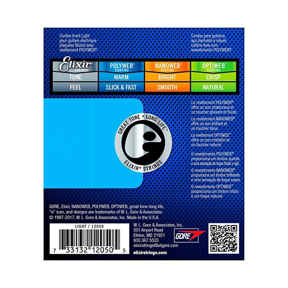 Elixir Electric Guitar Strings with POLYWEB Coating, Light (.010-.046)