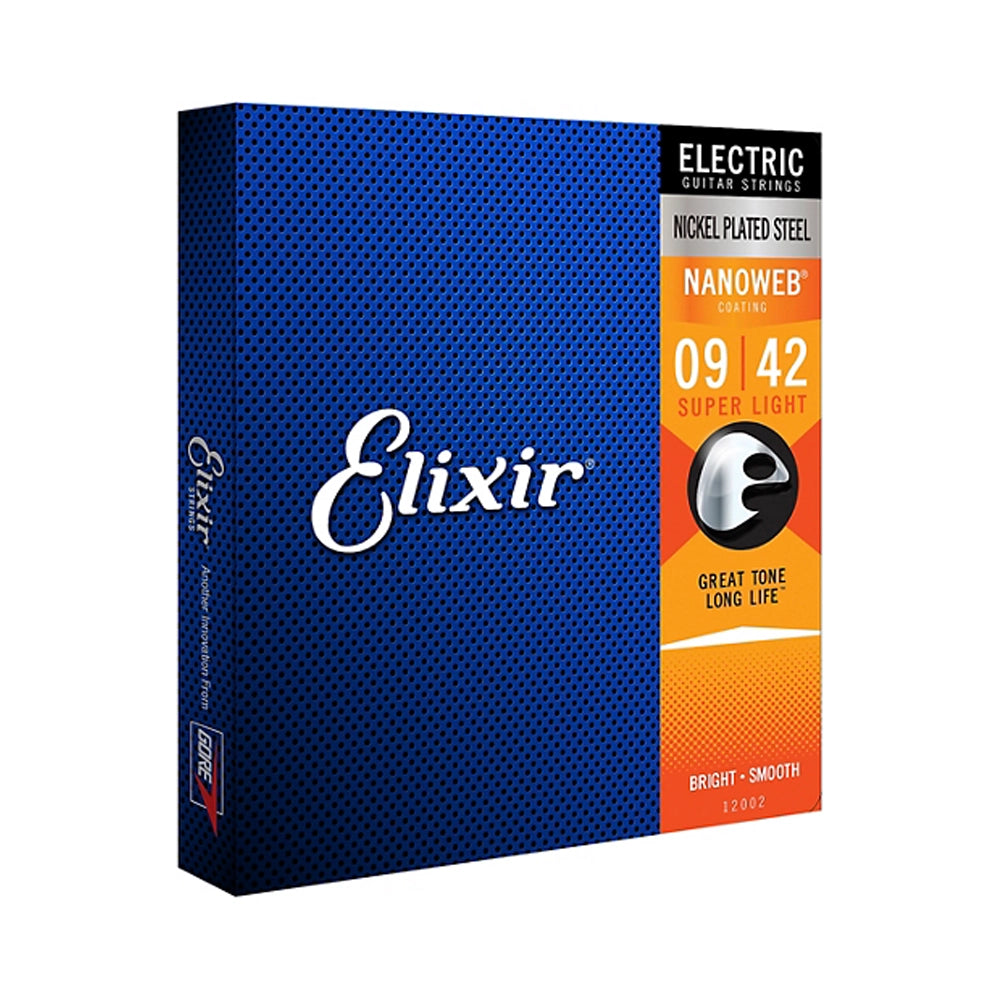 Elixir Electric Guitar Strings with NANOWEB Coating, Super Light (.009-.042)