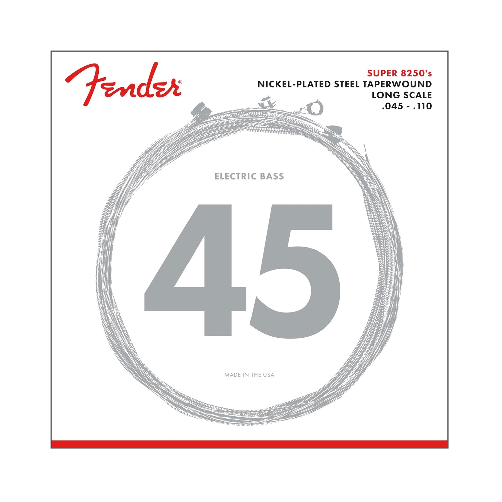 Fender 8250m Nickel Plated Steel Taperwound .045-.110 Medium Gauge Bass Guitar Strings