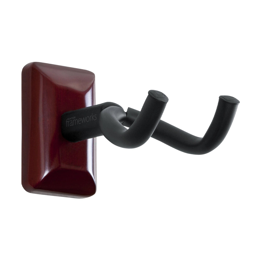 Gator Wall-Mounted Guitar Hanger with Cherry Mounting Plate