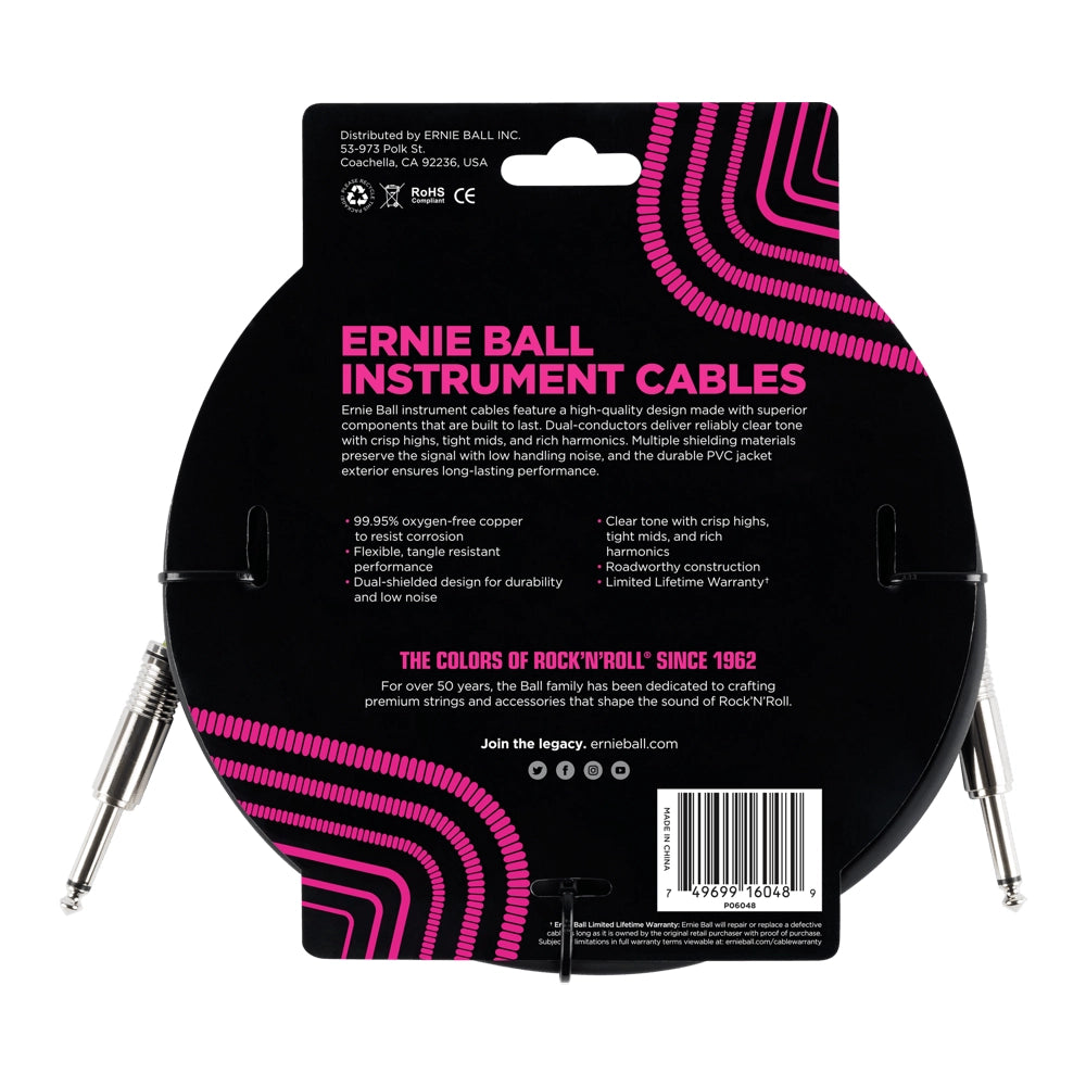 Ernie Ball Straight Instrument Cable - Black 10 ft.