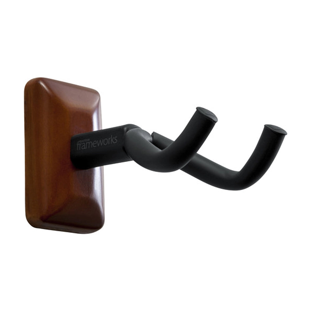 Gator Wall-Mounted Guitar Hanger with Mahogany Mounting Plate