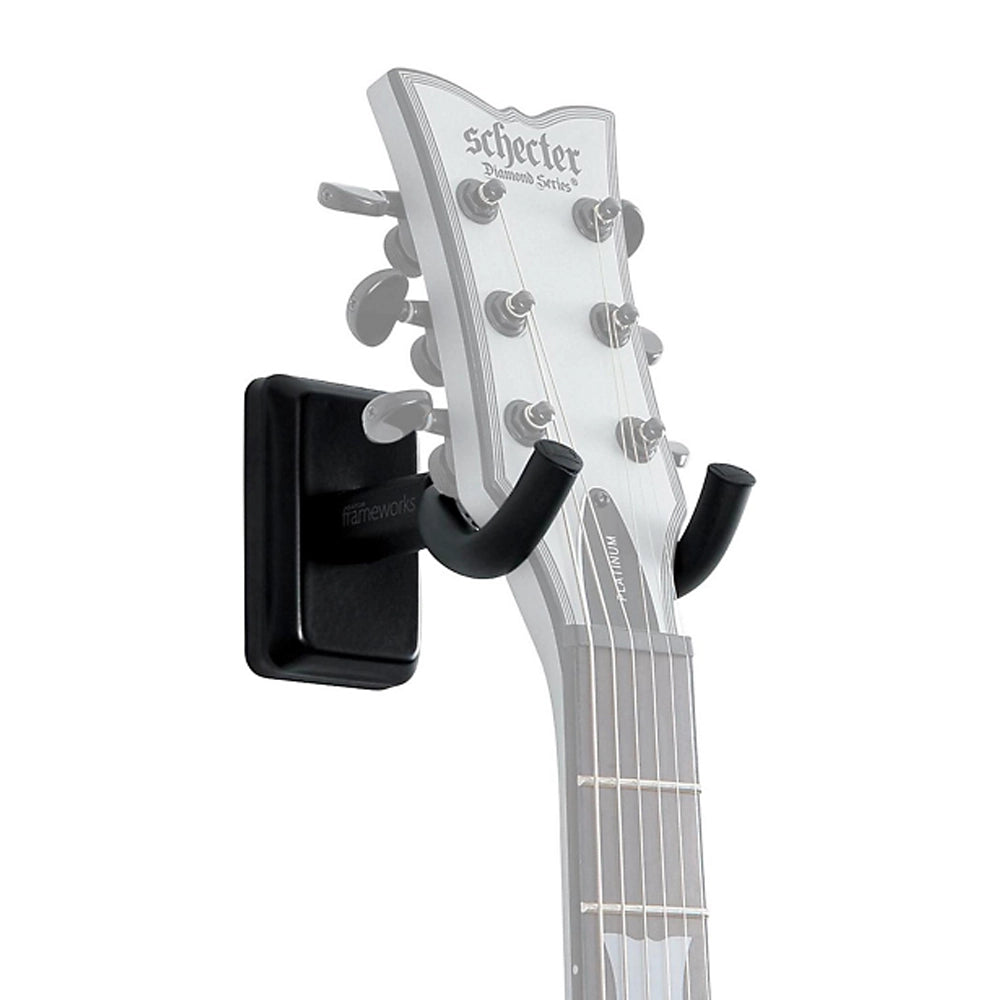 Gator Wall-Mounted Guitar Hanger with Black Mounting Plate