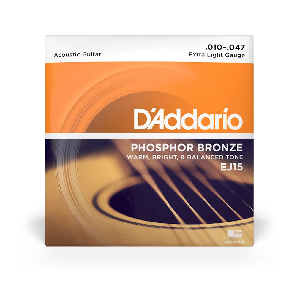 D'Addario EJ15 Phosphor Bronze Extra Light Acoustic Strings Single-Pack