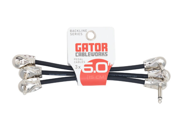 Gator Cableworks Backline Series Instrument Patch Cable - Right Angle TS Connectors - 6" (3pk)