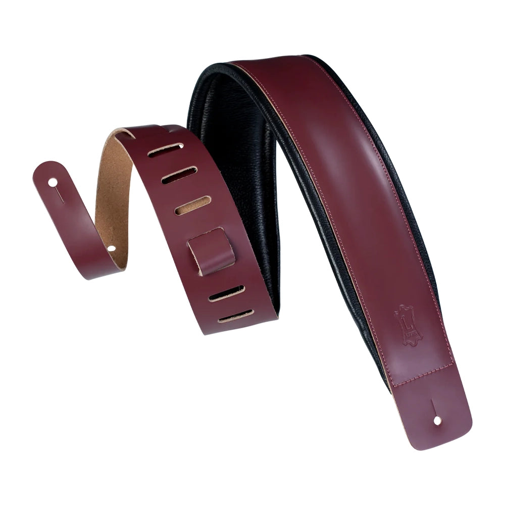 Levy's Dm1 3" Leather Face W/Padded Back Guitar Strap - Burgundy