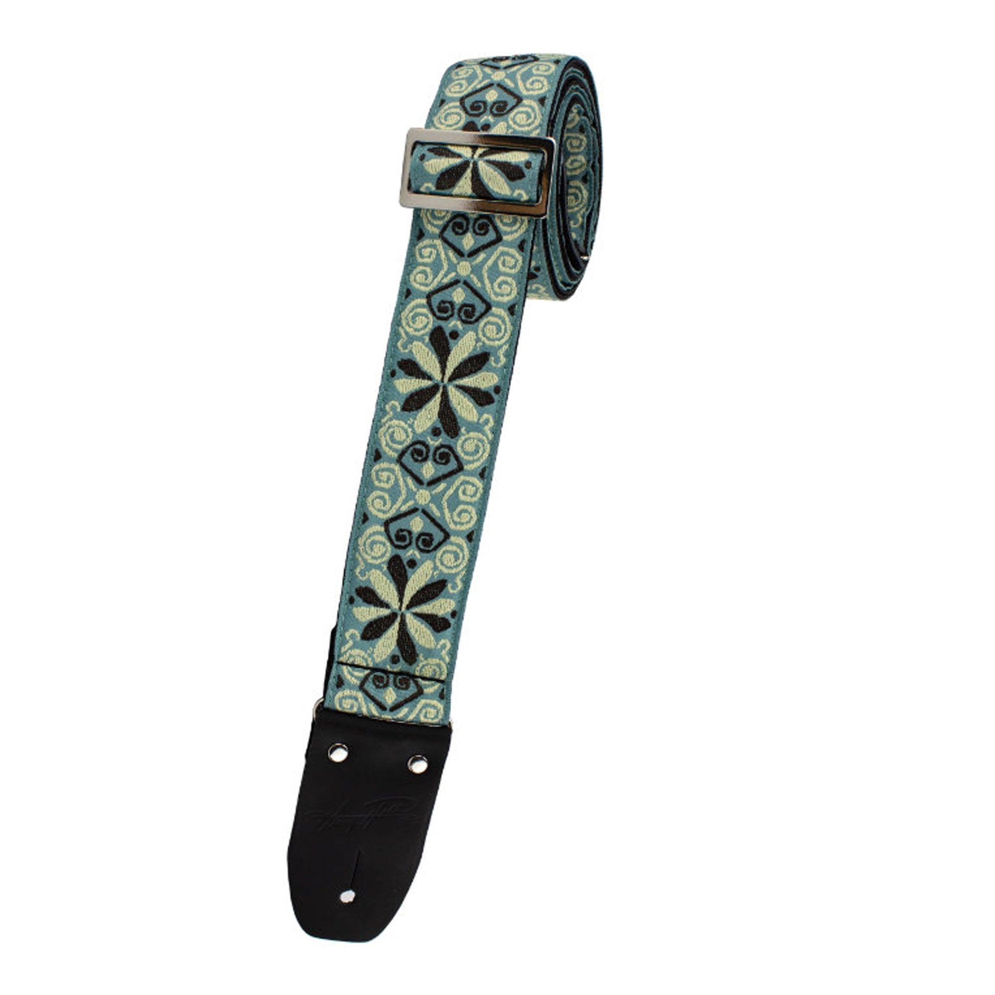 Henry Heller 2" Woven Jacquard Strap - Black & Green Blossom