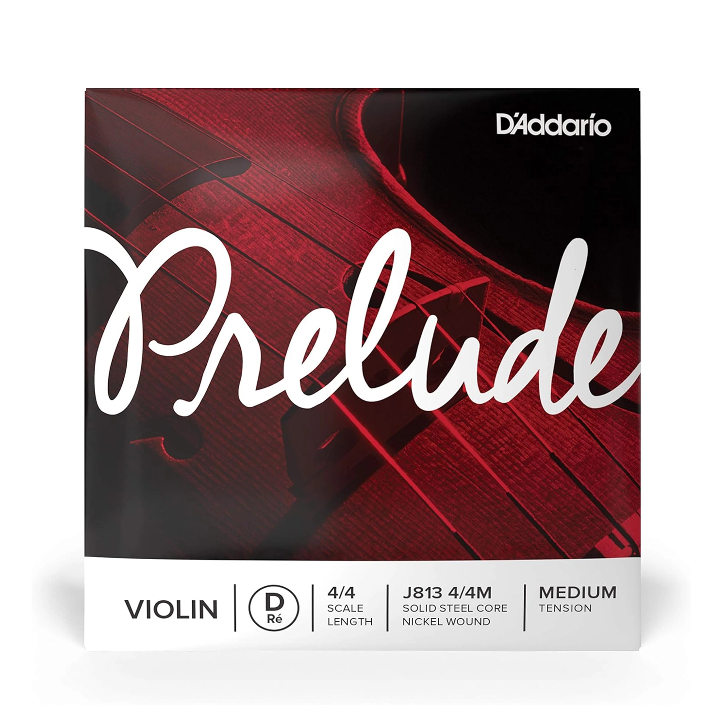 D'Addario Prelude Violin Single D String, 4/4 Scale, Medium Tension