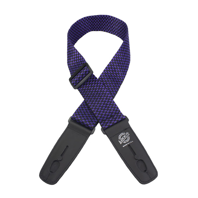 Lock-It Straps Professional Gig Series 2" Purple Checker Poly Strap W/ Locking Ends