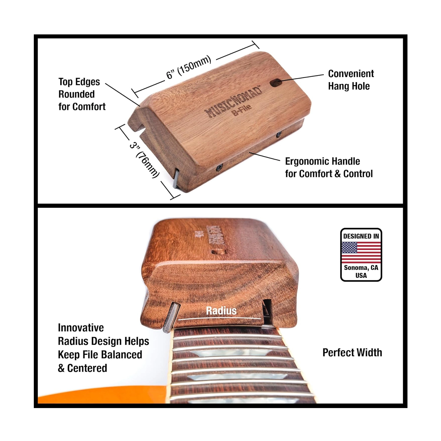 MusicNomad B-File Precision Fret Beveling File System