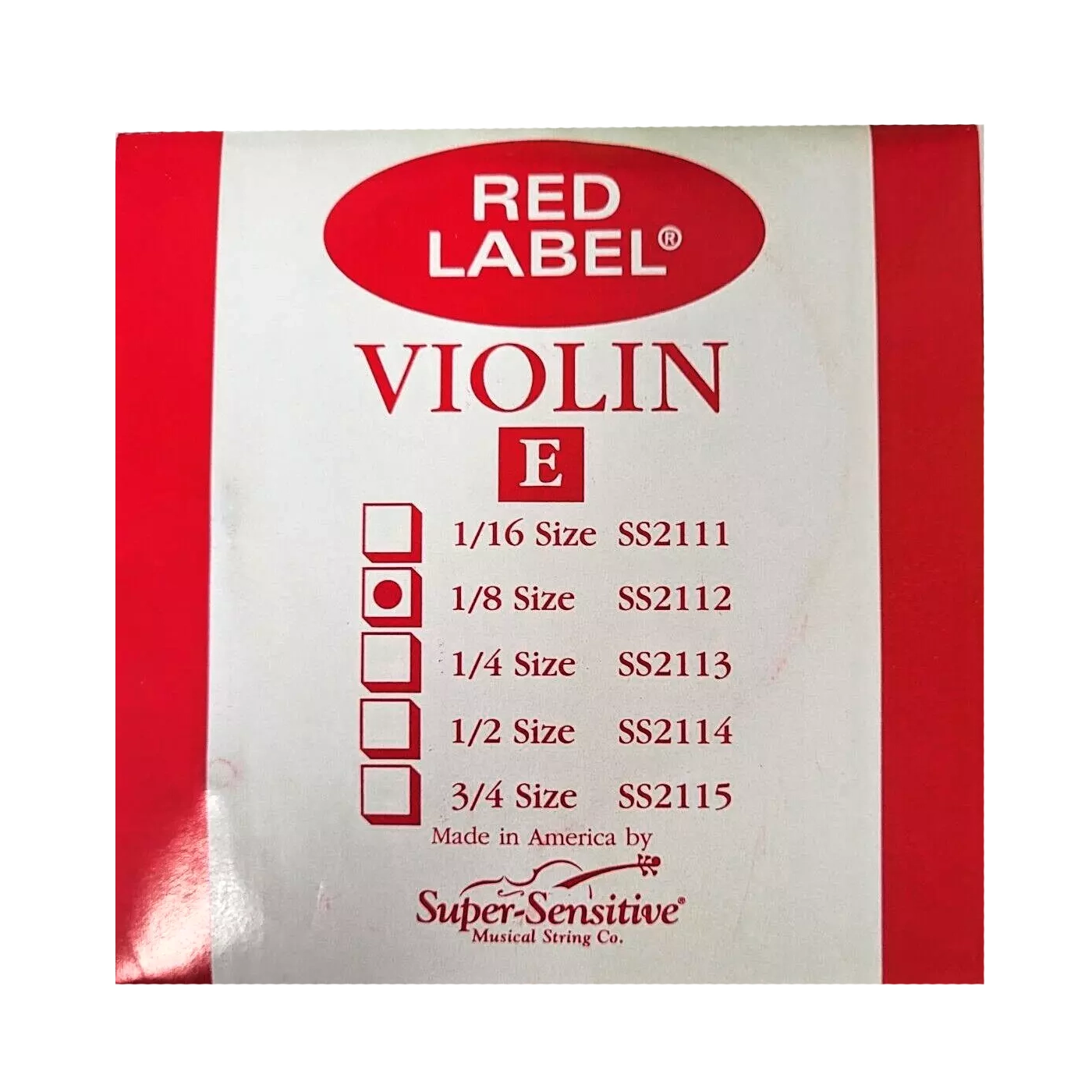 Super Sensitive Red Label E Violin String For 1/8