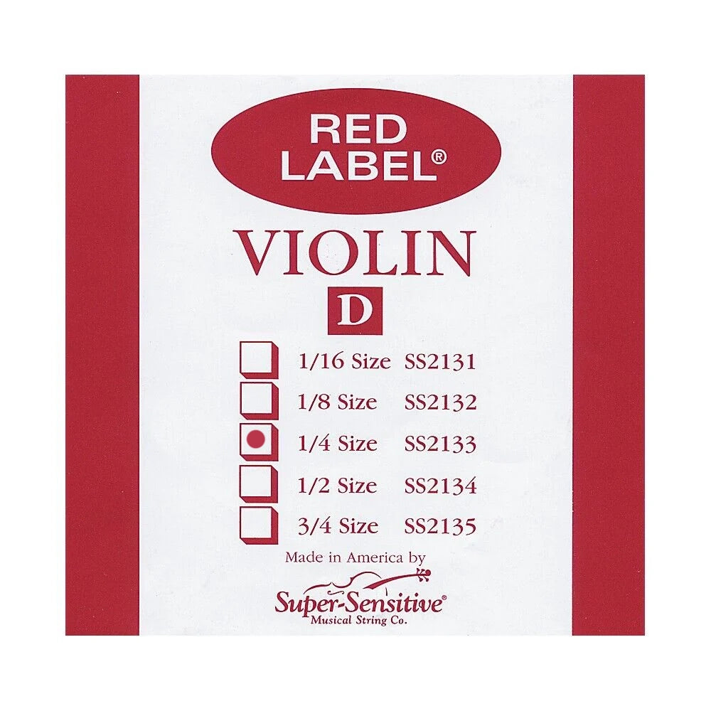 Super Sensitive Red Label D Violin String For 1/4