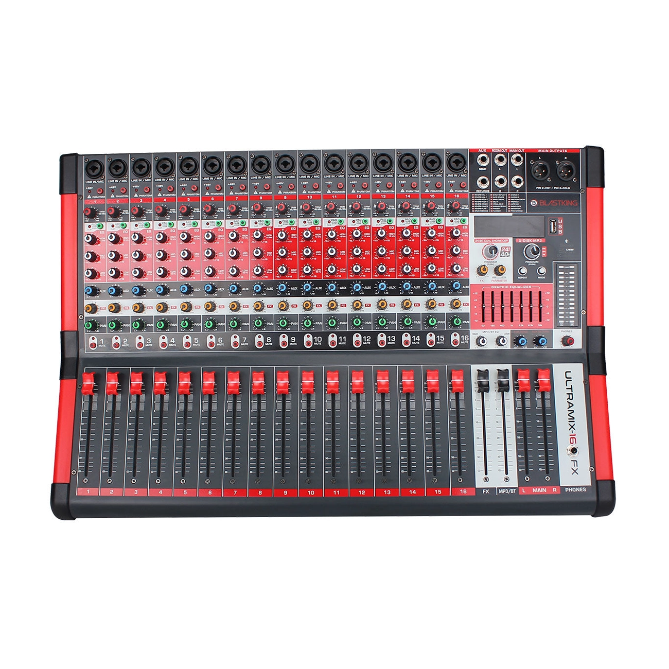 Blastking 16 Channel Analog Stereo Mixing Console – ULTRAMIX-16FX