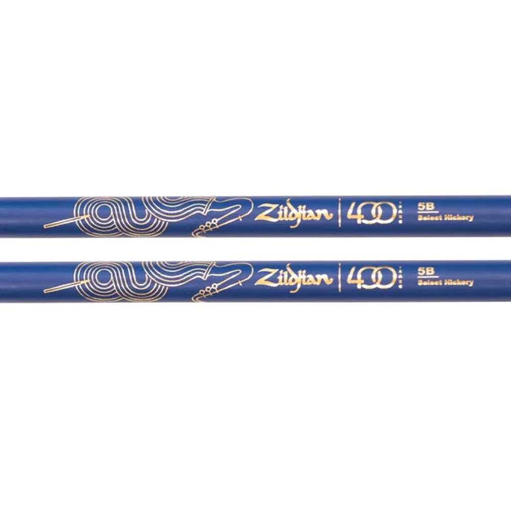 Zildjian 400th Anniversary Hickory 5b Drumsticks - Painted Blue Jazz