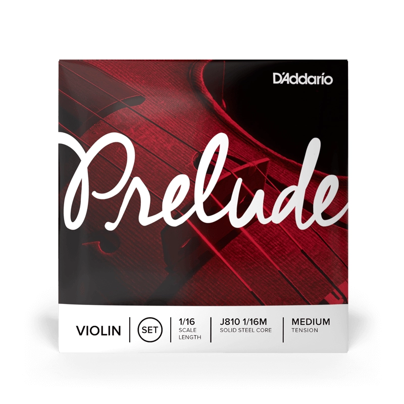 D'Addario Prelude Violin String Set, 1/16 Scale, Medium Tension