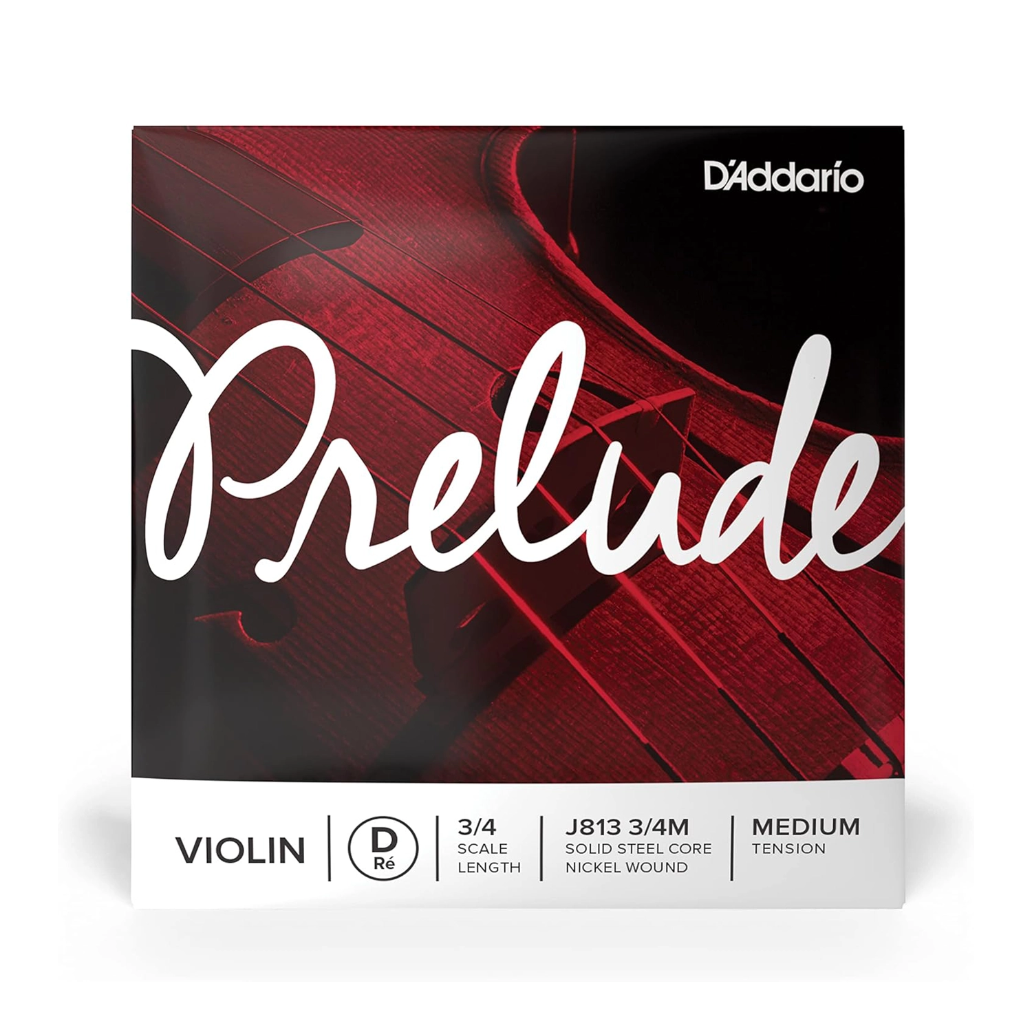 D'Addario Prelude Violin Single D String, 3/4 Scale, Medium Tension