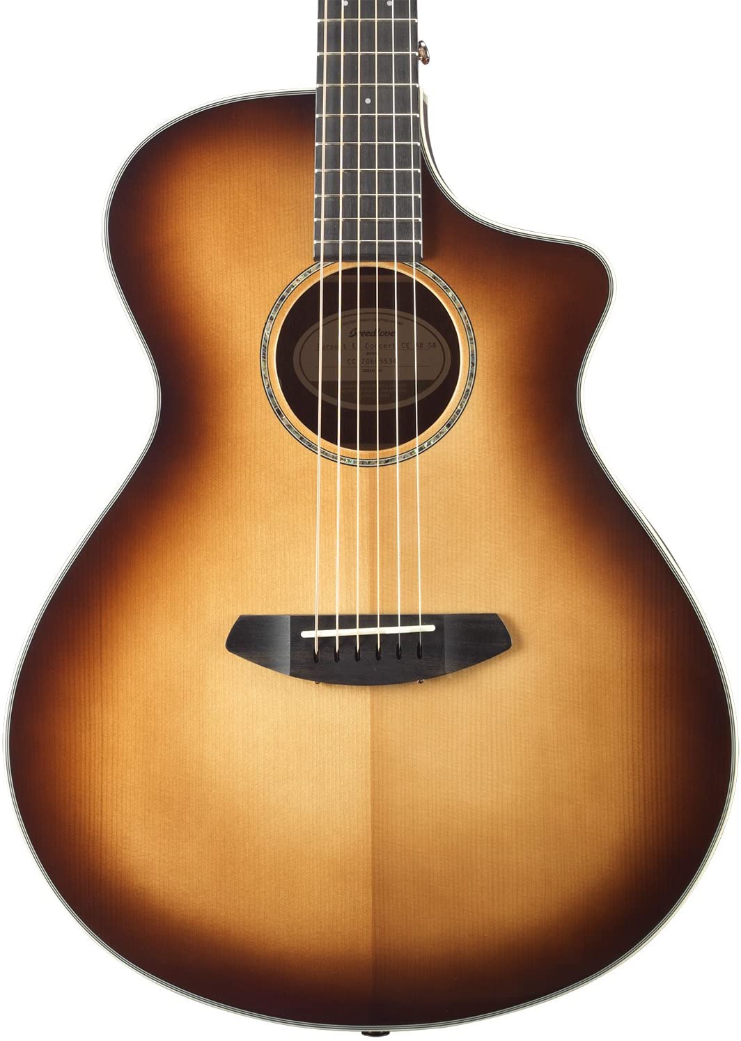 Guitarra acústica-eléctrica Breedlove Pursuit Exotic Concert Sunburst CE de Sitka y madera negra australiana