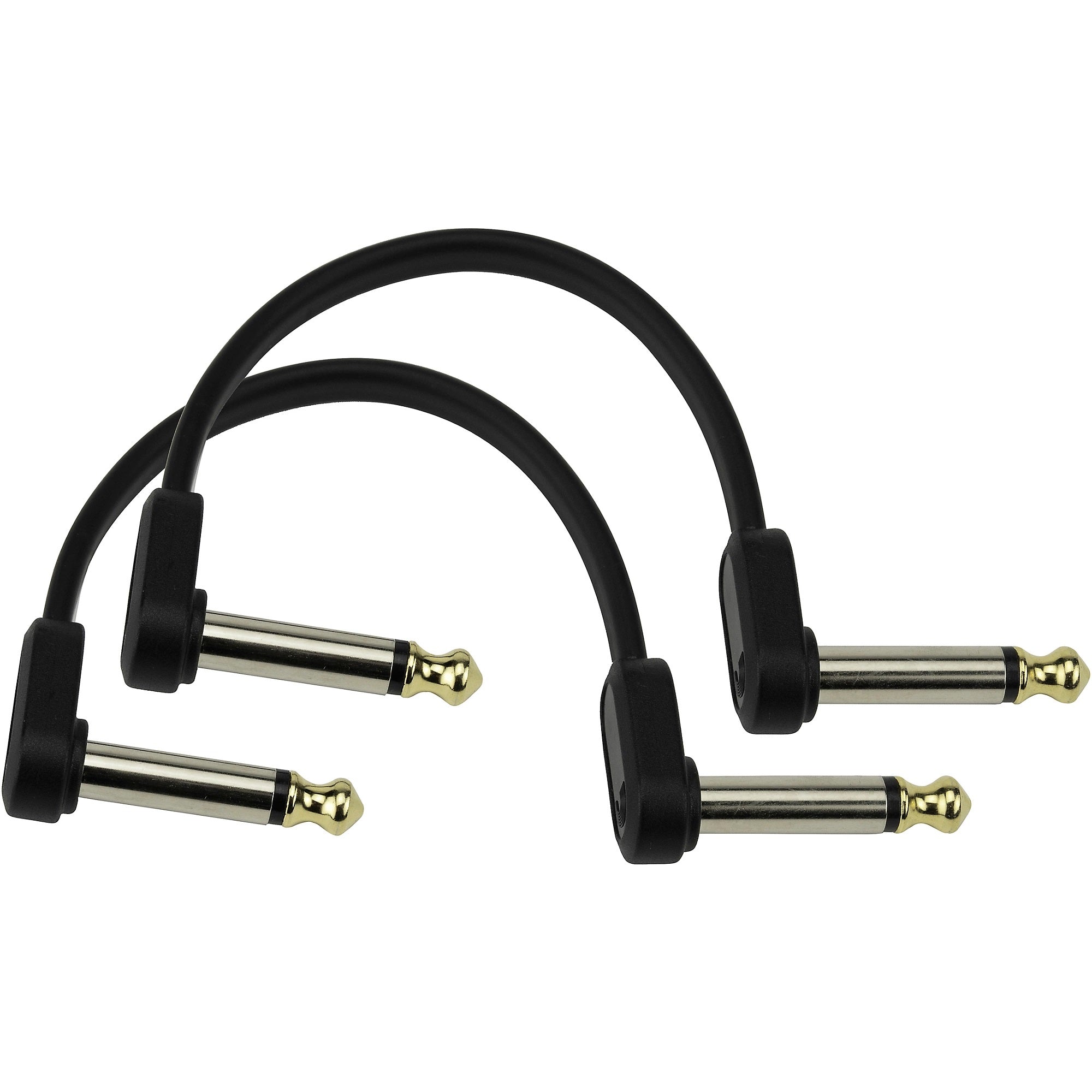 D'Addario Planet Waves Offset Right Angle to Right Angle Flat Patch Cables 2-Pack 4 in. Black